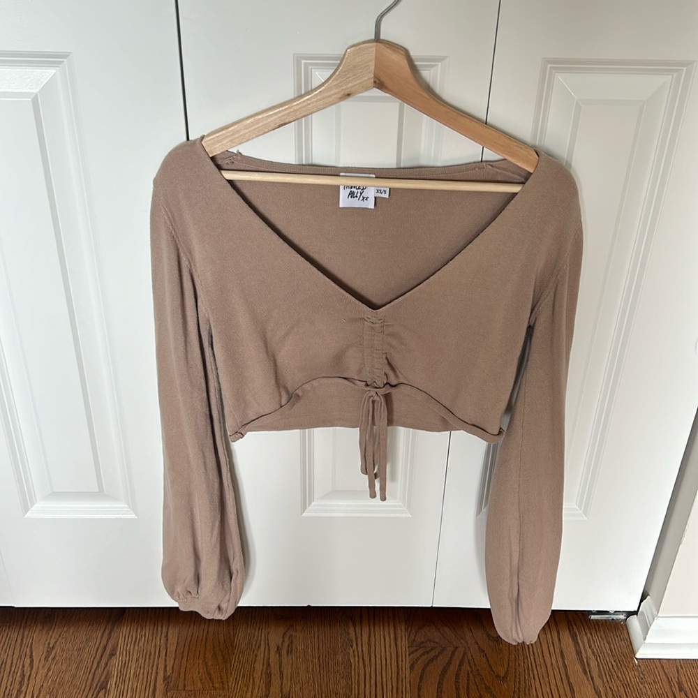 PRINCESS POLLY TAN CROPPED SWEATER